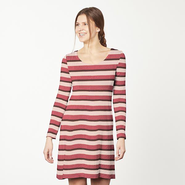 Feinstrick Viskose mit Lurex Retrostreifen – rosé/rot, image number 6