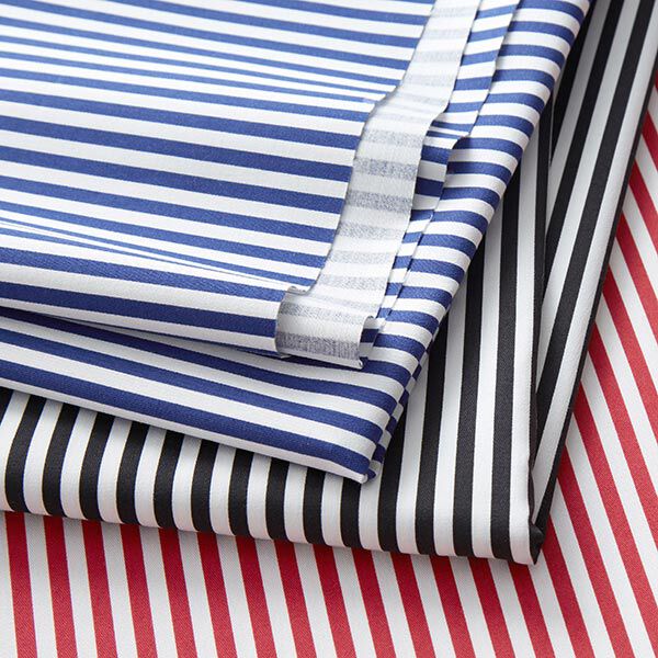 Baumwoll-Stretch Streifen – marineblau/weiss | Reststück 100cm