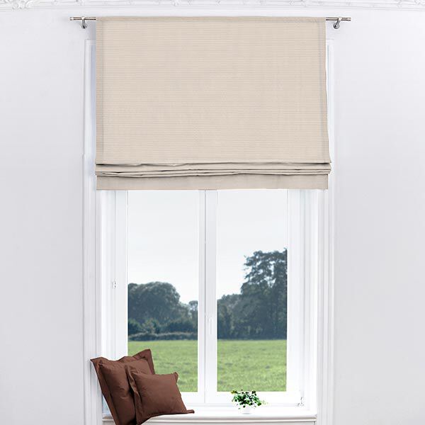 Dekostoff Canvas feine Streifen recycelt – dunkelbeige | Reststück 100cm