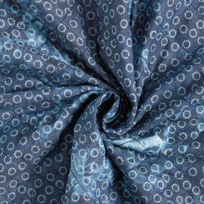 Steppstoff Chambray Blume gebatikt – jeansblau,  image number 4
