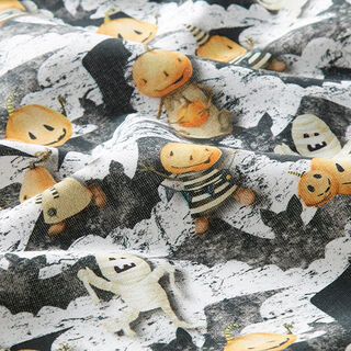 Baumwollstoff Popeline Fledermaus und Mumie – weiss/schwarz, 