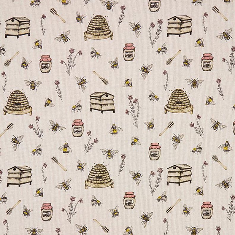 Dekostoff Halbpanama Bienen und Honig – natur,  image number 1