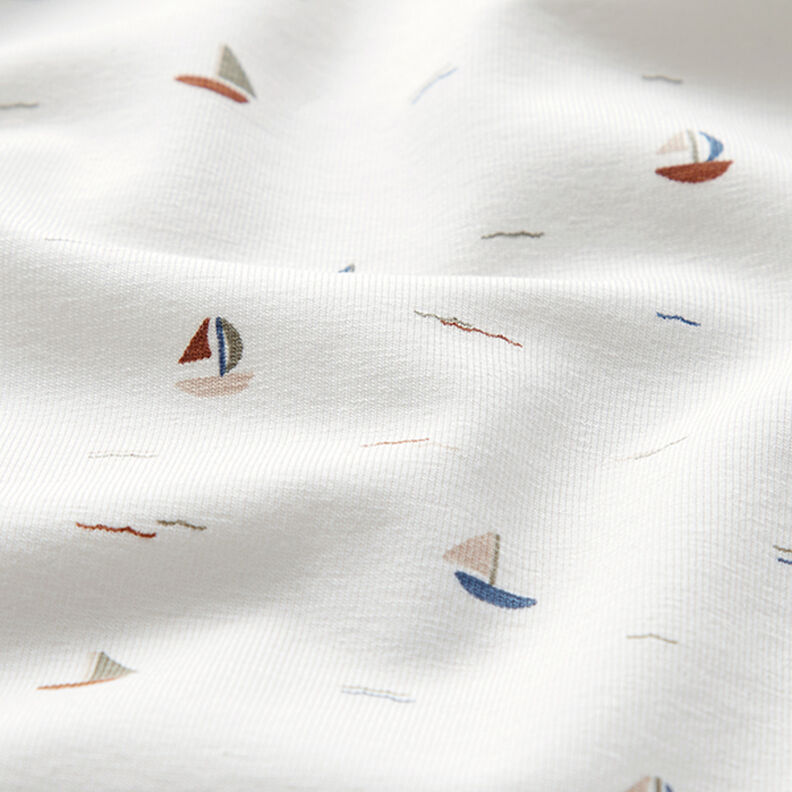 Baumwolljersey Segelbötchen – wollweiss | Reststück 100cm,  image number 2