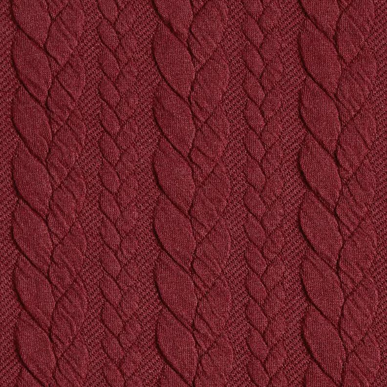 Jerseyjacquard Cloqué Zopfmuster – bordeauxrot,  image number 1