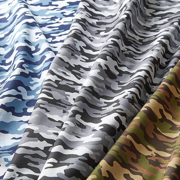 Baumwollpopeline Camouflage – grau/schwarz