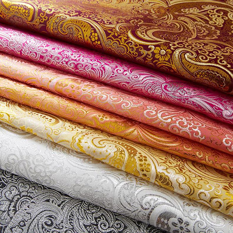 Bekleidungsjacquard Metallic Paisley – lila/gold,  image number 7