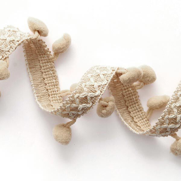 Pomponborte Kreuz [ 15 mm ] – beige,  image number 2