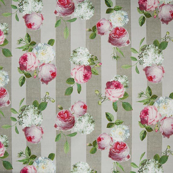 Outdoorstoff Canvas Hortensien & Rosen – sand