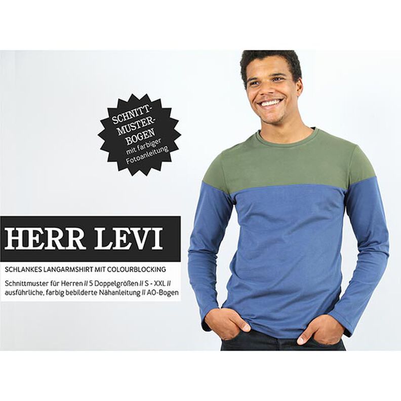 HERR LEVI Langarmshirt mit Colourblocking | Studio Schnittreif | S-XXL,  image number 1