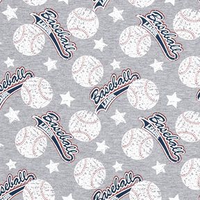 French Terry Sommersweat Baseball – silber/weiss, 