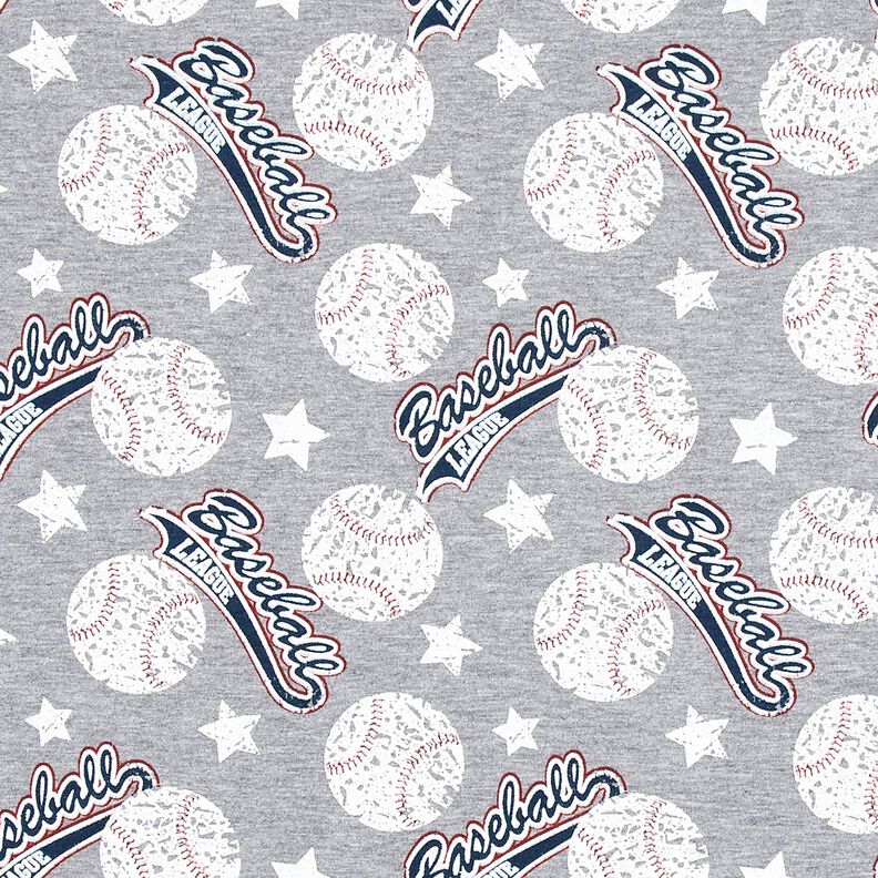 French Terry Sommersweat Baseball – silber/weiss, image number 1
