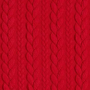 Jerseyjacquard Cloqué Zopfmuster – rot, 