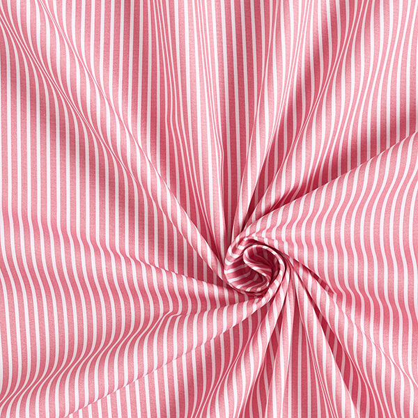 Baumwollpopeline Streifen – rosa/weiss | Reststück 50cm
