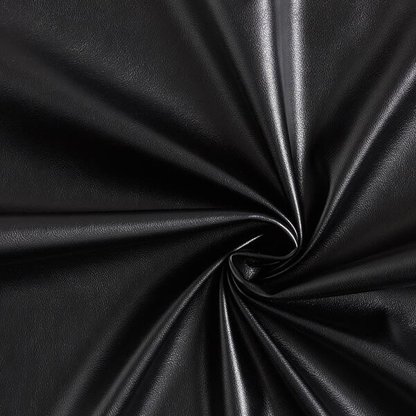 Glattes Lederimitat Stretch – schwarz | Reststück 50cm