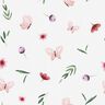 Baumwollpopeline Blumen und Schmetterlinge – weiss,  thumbnail number 1