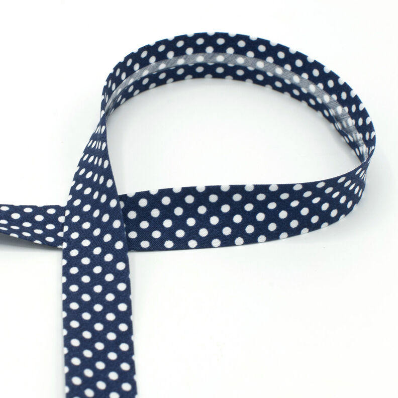 Schrägband Punkte [18 mm] – marineblau,  image number 1