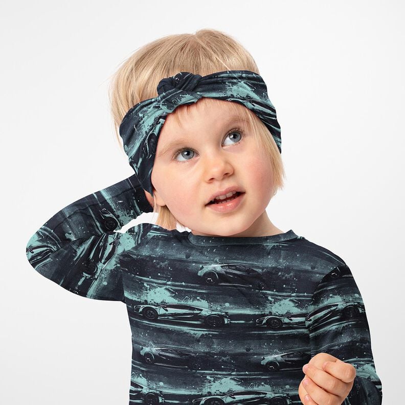 Baumwolljersey Rennauto Digitaldruck – schwarz/perlgrau,  image number 5