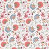 Baumwollstoff Popeline elegante Blumenranken – weiss/beere,  thumbnail number 1