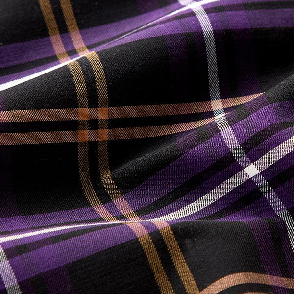 Stretch Twill Schottenkaro – schwarz/lila | Reststück 140cm