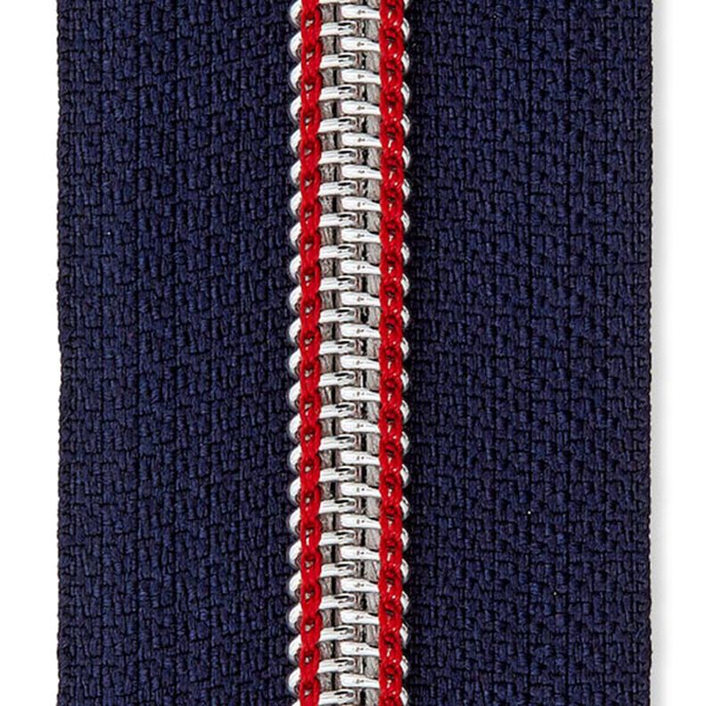 Endlosreißverschluss [5 mm] Metall | Prym – marineblau/rot,  image number 1