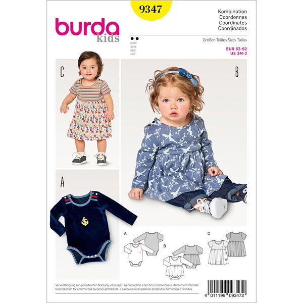 Babykleid / Body | Burda 9347 | 62-92,  image number 1