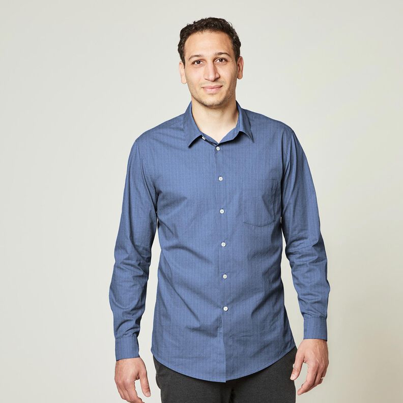 Hemdenstoff mini Karo – weiss/jeansblau,  image number 6