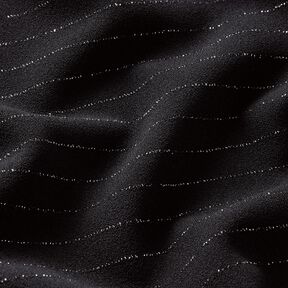 Hosenstoff Stretch Glitzer-Nadelstreifen – schwarz/silber metallic, 