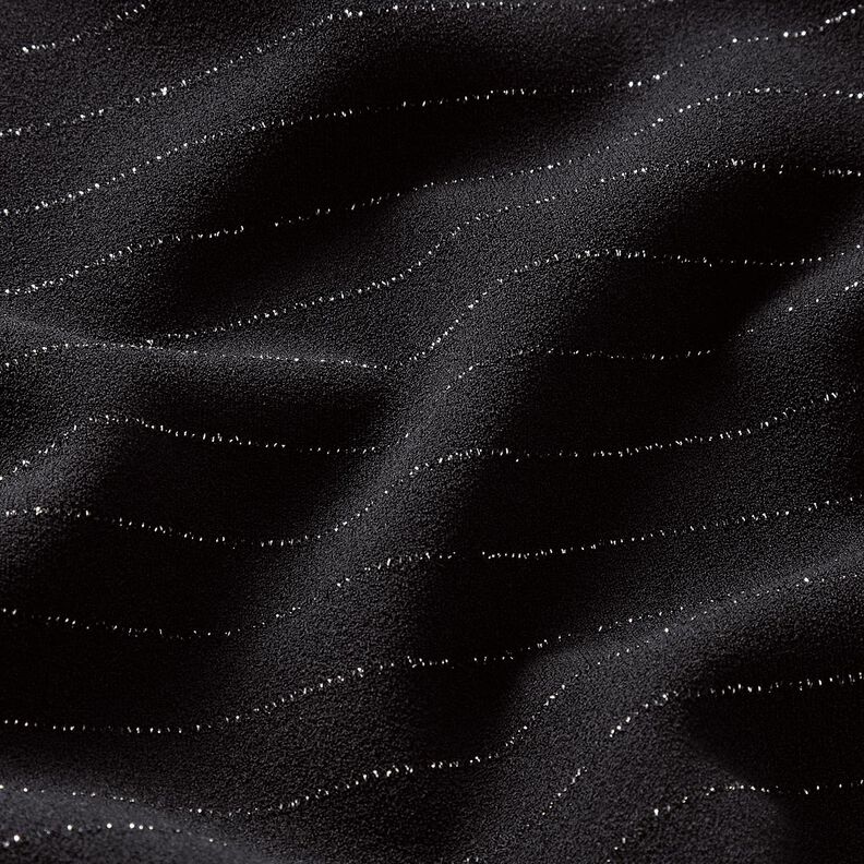 Hosenstoff Stretch Glitzer-Nadelstreifen – schwarz/silber metallic, image number 2