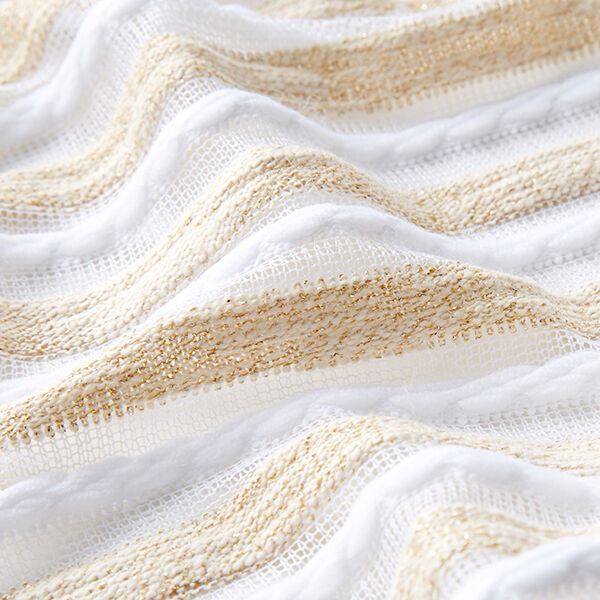 Feinstrick Effektstreifen – weiss/gold, image number 2