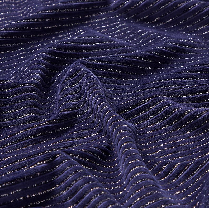Nicki Stoff Glitzerstreifen – marineblau/silber metallic,  image number 2