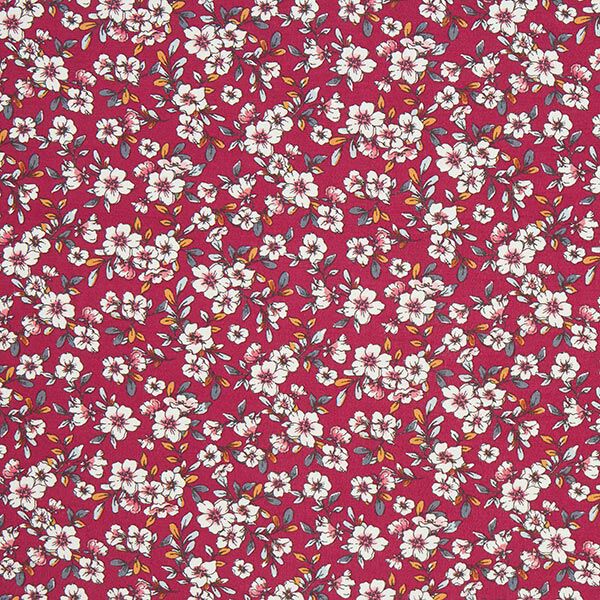 Modaljersey Blumen| by Poppy – bordeauxrot | Reststück 100cm