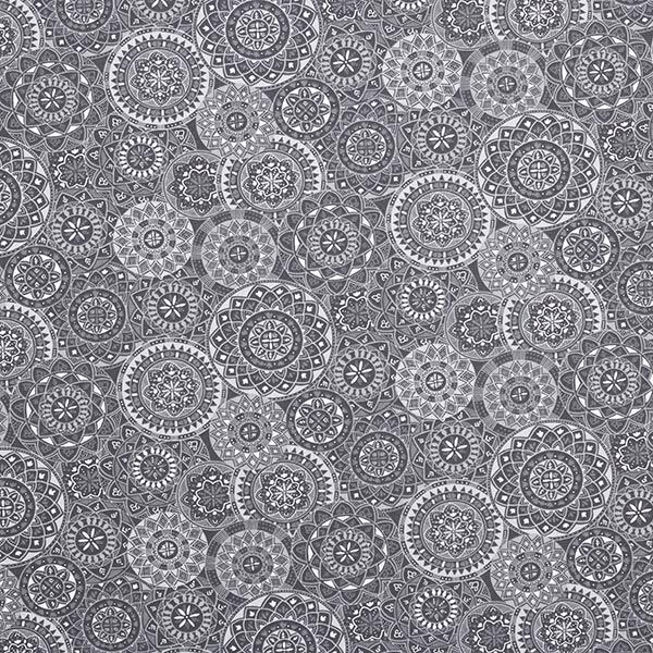 Baumwollstoff Cretonne Mandalacollage – grau, image number 1