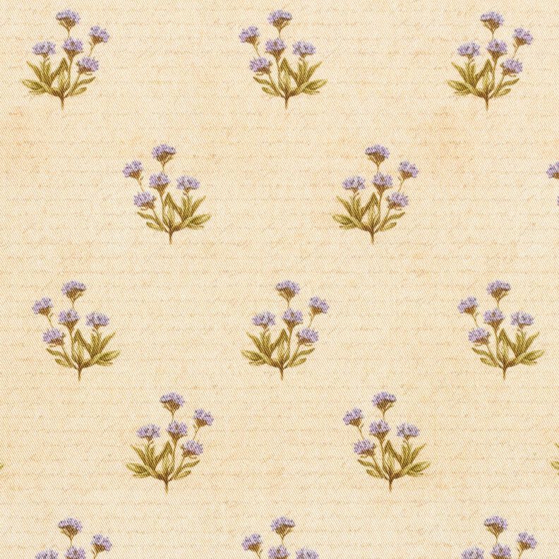 Dekostoff Baumwollköper Blumen und Schrift – beige,  image number 1