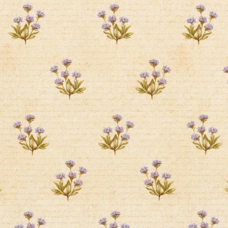 Dekostoff Baumwollköper Blumen und Schrift  – beige,  image number 1