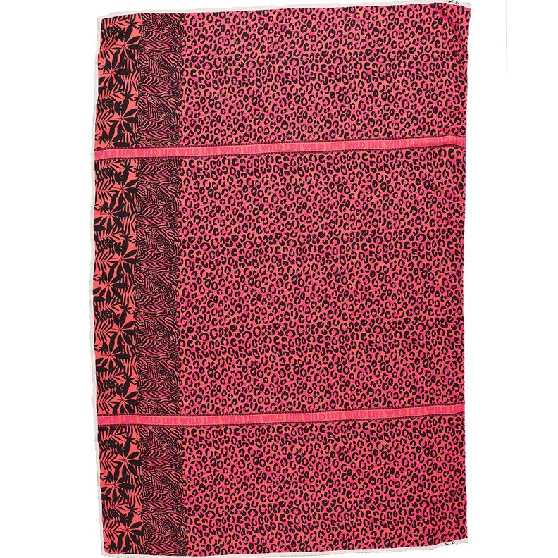Viskose Voile Leo und Blumen Borderdesign Panel – pink/orange, image number 1