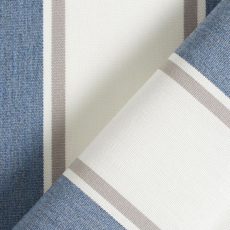 Outdoorstoff Canvas feine Streifen – wollweiss/blaugrau,  image number 4