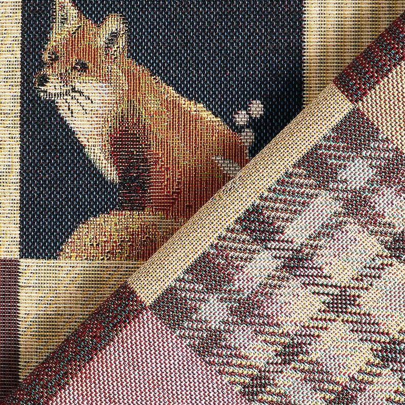 Dekostoff Gobelin herbstliches Patchwork – hellbeige/karminrot,  image number 4
