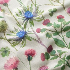 Dekostoff Halbpanama Disteln &ndash; pinie/natur, 