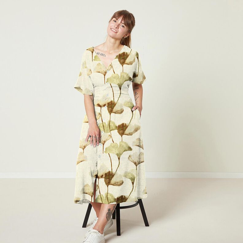 Viskose-Leinen-Mix Ginkgo – hellbeige/maronenbraun,  image number 5