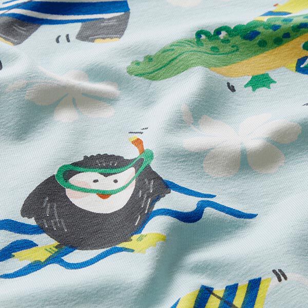 Baumwolljersey Tiere machen Urlaub – babyblau, image number 2