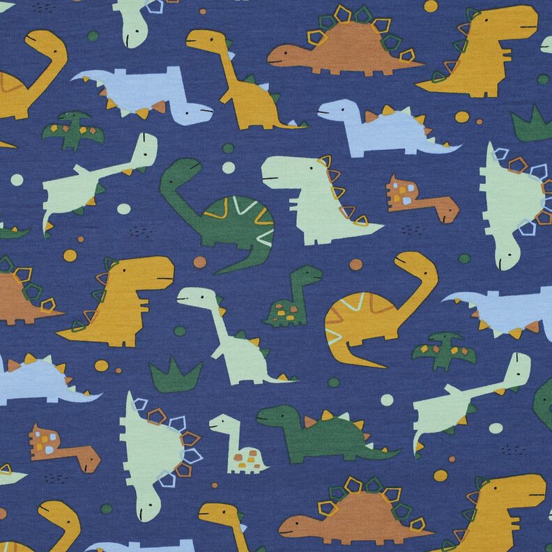 Sommersweat Dinos | Poppy Fabrics – indigo/hellblau, image number 1