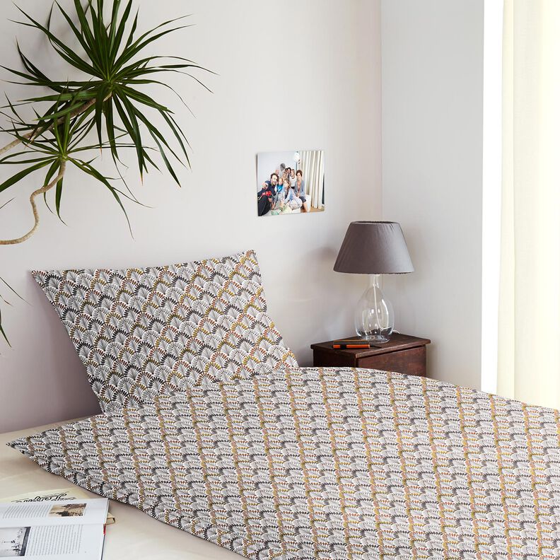 Baumwollstoff Cretonne Fächer – taupe/elfenbein,  image number 7
