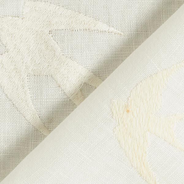 Leinen gestickte Schwalben – wollweiss | Reststück 100cm