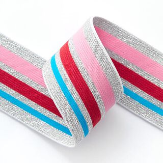Gummiband Glitter [ 4 cm ] – silber/rosa, 