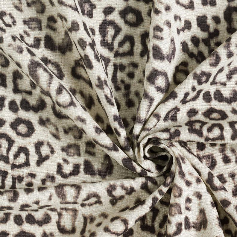 Viskose-Leinen-Mix Leoprint Digitaldruck – mandel/schwarz,  image number 3