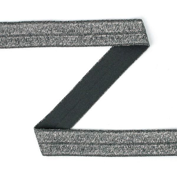 Elastisches Einfassband (Falzgummi), glitter - dunkelgrau, image number 1