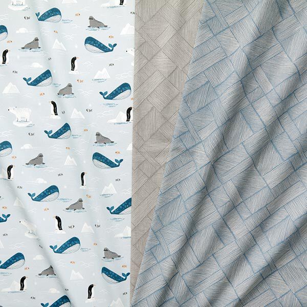 Dekostoff Halbpanama Tiere im Eis – babyblau/weiss,  image number 5