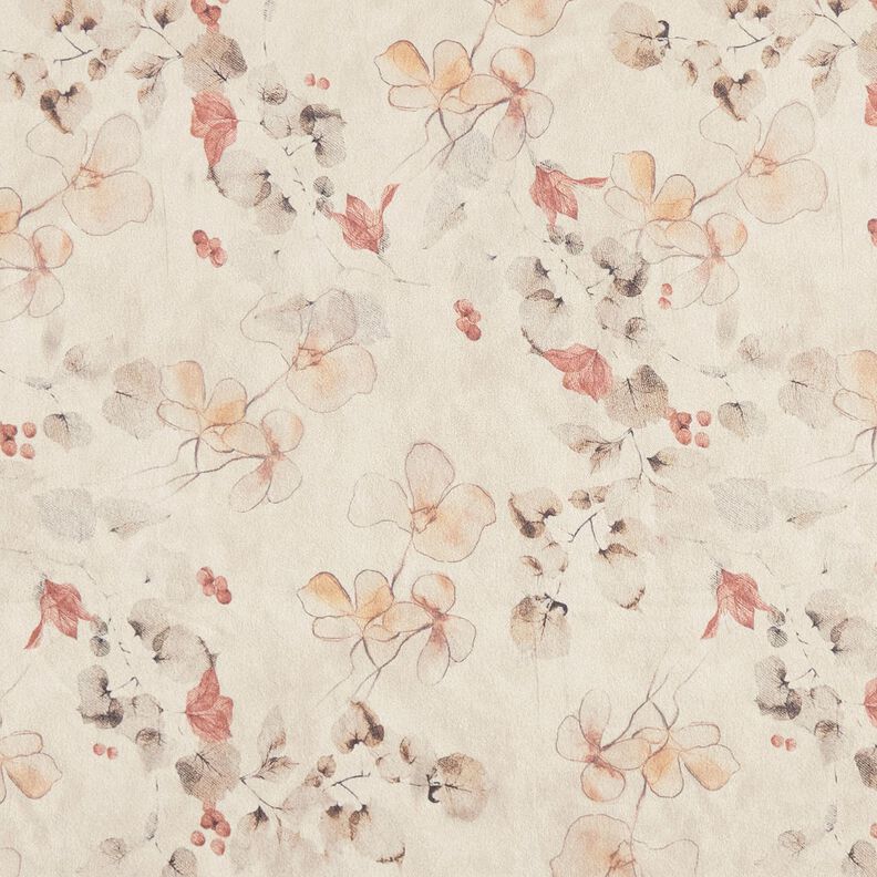 Stretchvelours mit Sherpa-Abseite zarte Blumen | Katia Fabrics – natur,  image number 1