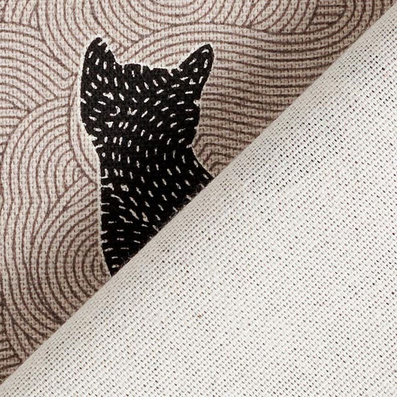Dekostoff Halbpanama Katzen – schwarz,  image number 4