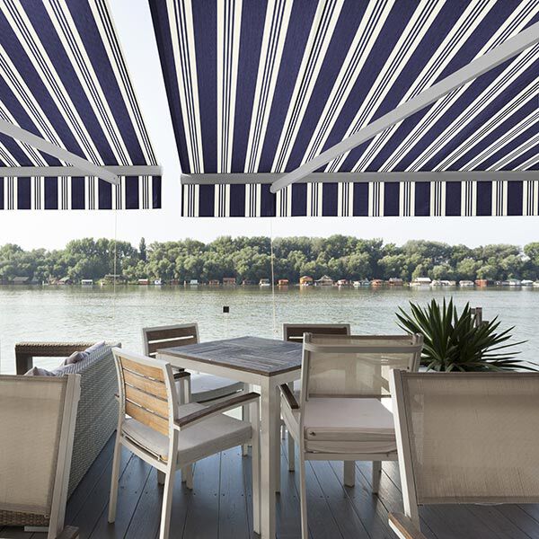 Outdoor Dekostoff Acrisol Calles – marineblau | Reststück 50cm